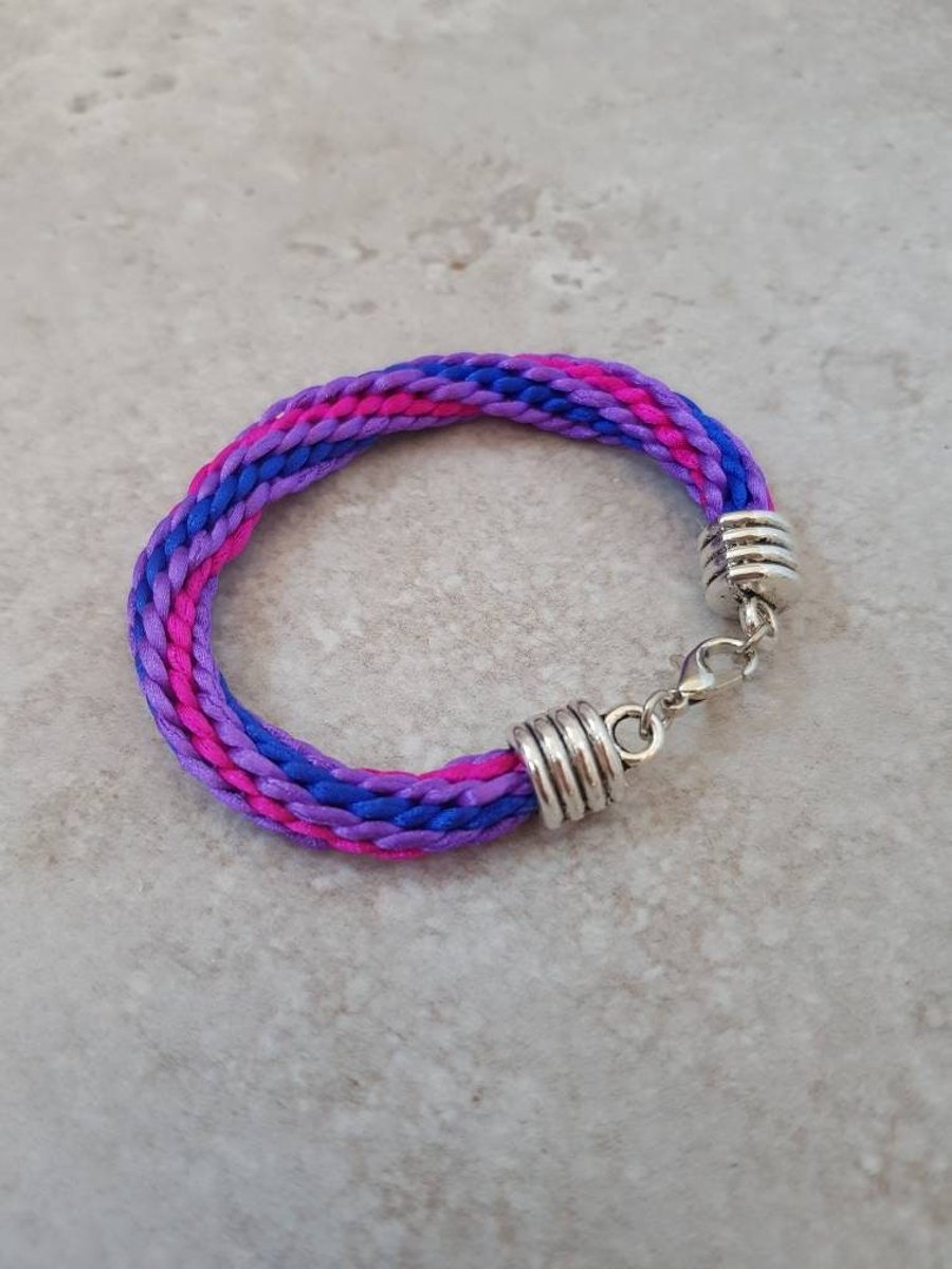 Bi Pride Bracelet, Bisexual flag Jewelry, LGBTQ Bi Wristband, Bisexual bracelet