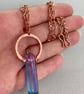 Boho Hammered Copper Rainbow Quartz Point Pendant with Infinity Link Chain - Image 7
