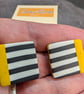 Modern mustard and stripe square studs