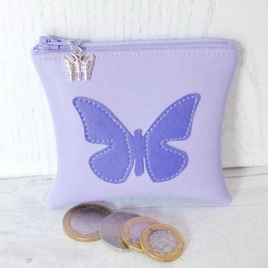 Zipped coin purse, faux leather