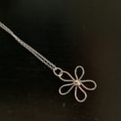 silver flower pendant with chain