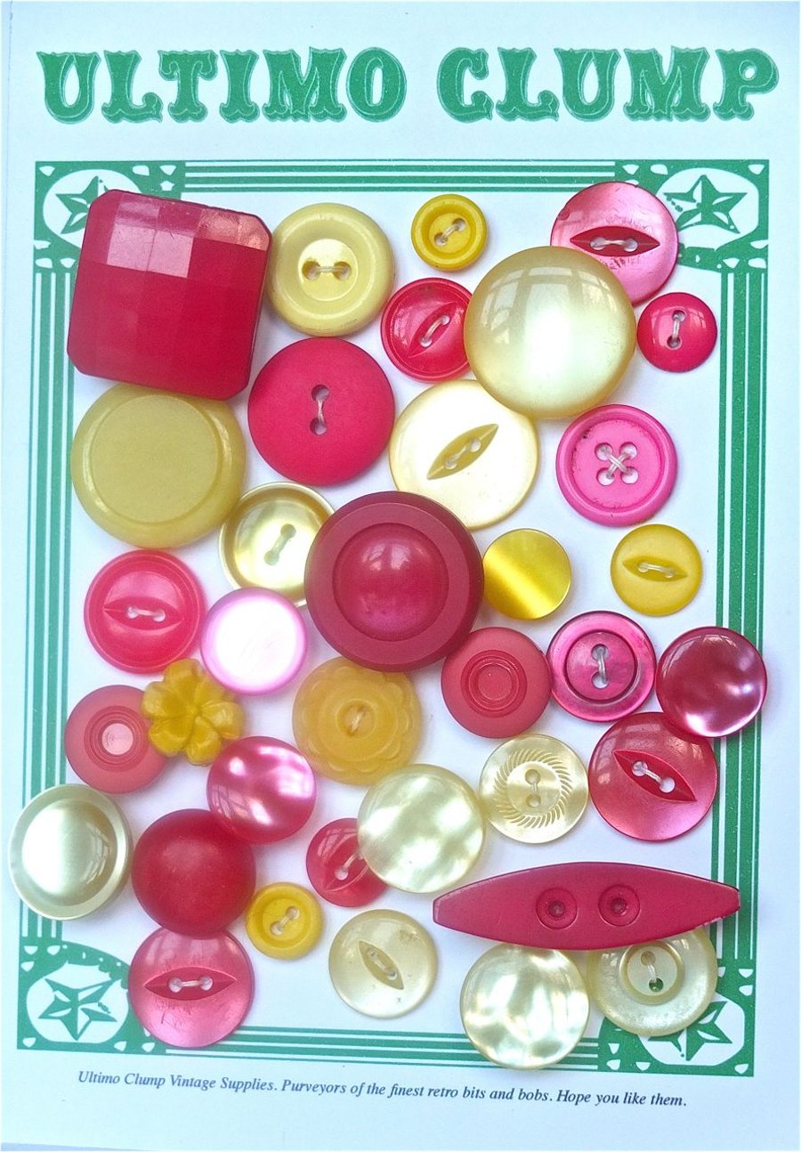 36 Vintage Yellow and Pink Buttons Battenburg Cake Colours