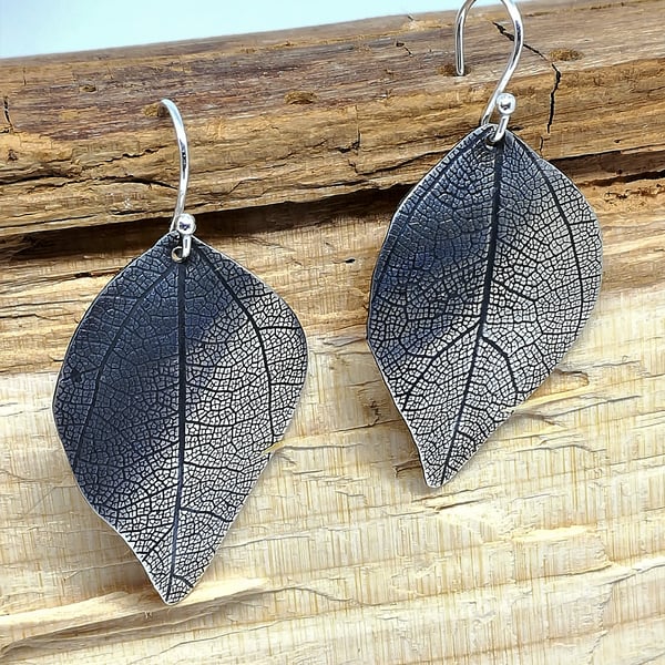 Recycled sterling silver earrings DIAMOND LEAF ⏐ *Personalise