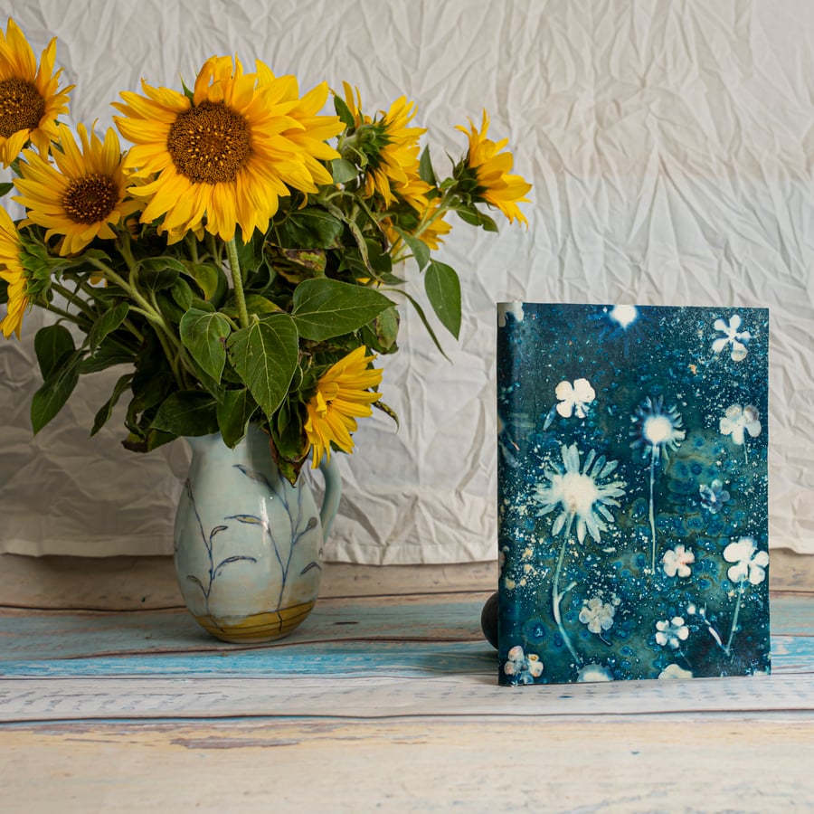 innerwords ... Cyanotype Journal with Wildflowers and Handmade Paper (Folksy132)