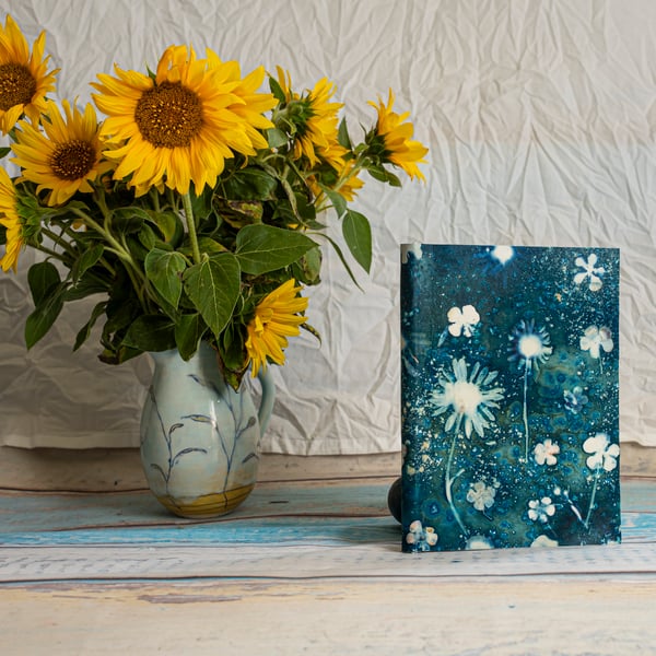innerwords ... Cyanotype Journal with Wildflowers and Handmade Paper (Folksy132)