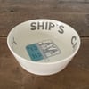 Summer seconds Coastal Cat Bowl - ship's cat, white ceramic, cat lover