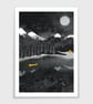 Night Paddle Illustrated Art Print - Image 2