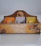 Wooden Tea Box with Compartments, Decoupaged & Hand Painted Tea Storage