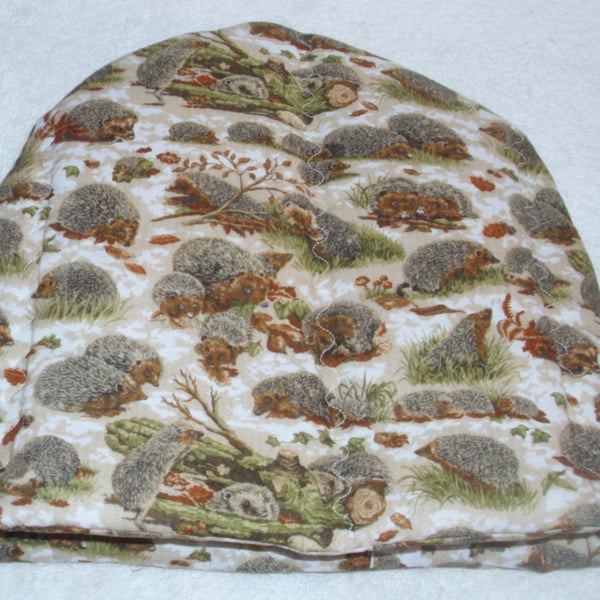 Hedgehogs in Autumnal leaves tea cosy