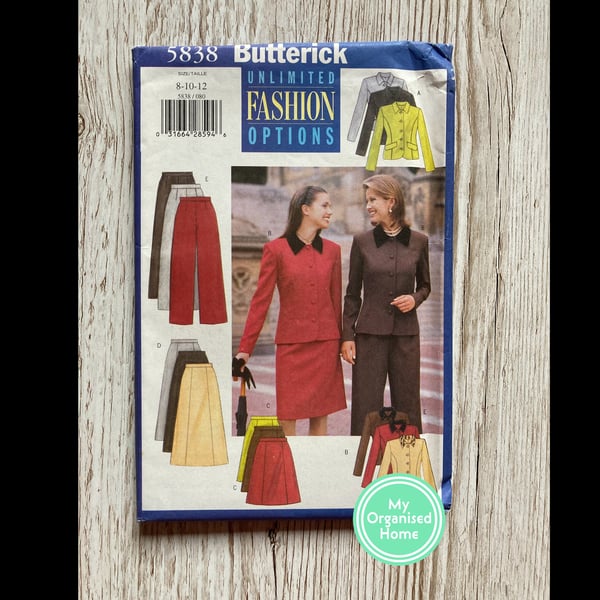 Butterick 5838 sewing pattern, sizes 8-12 - unused, in factory folds