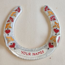 Bespoke handpainted horseshoe - wedding, civil partnership or handfasting