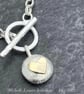 Gold Heart Pebble Fob Necklace, Sterling Silver and gold Fob Necklace, valentine - Image 6