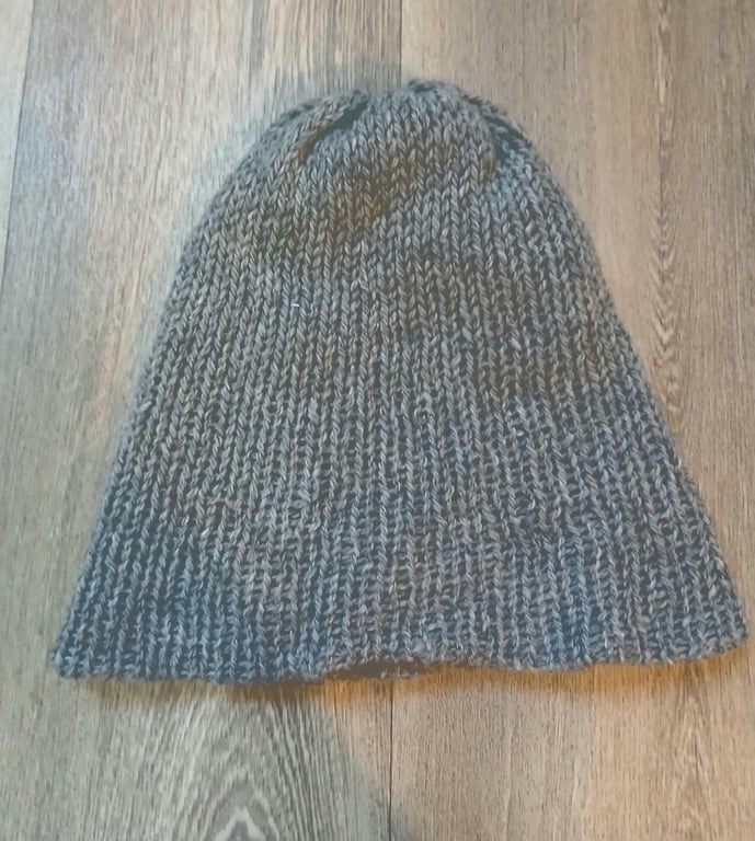unisex adult cashmere and merino hand knitted grey beanie