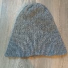 unisex adult cashmere and merino hand knitted grey beanie