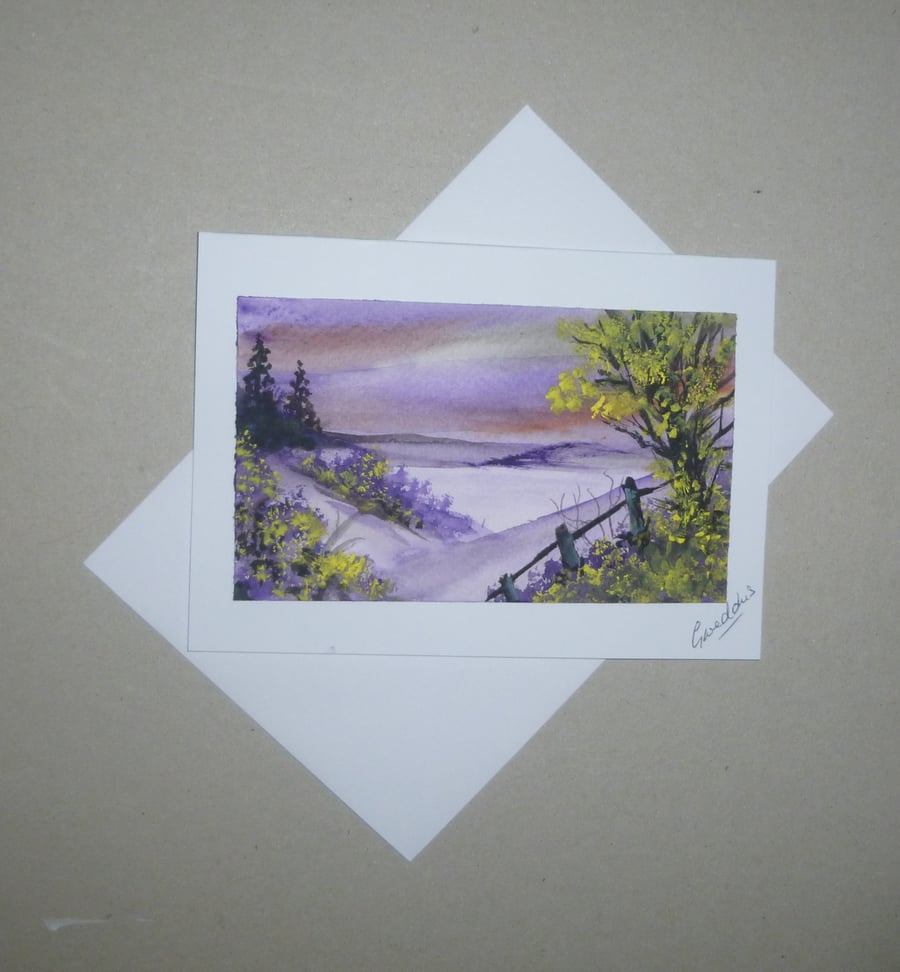 original art hand painted watercolour landscape greetings card ( ref FA 316 K2 )
