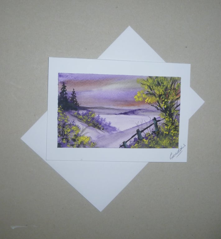 original art hand painted watercolour landscape greetings card ( ref FA 316 K2 )