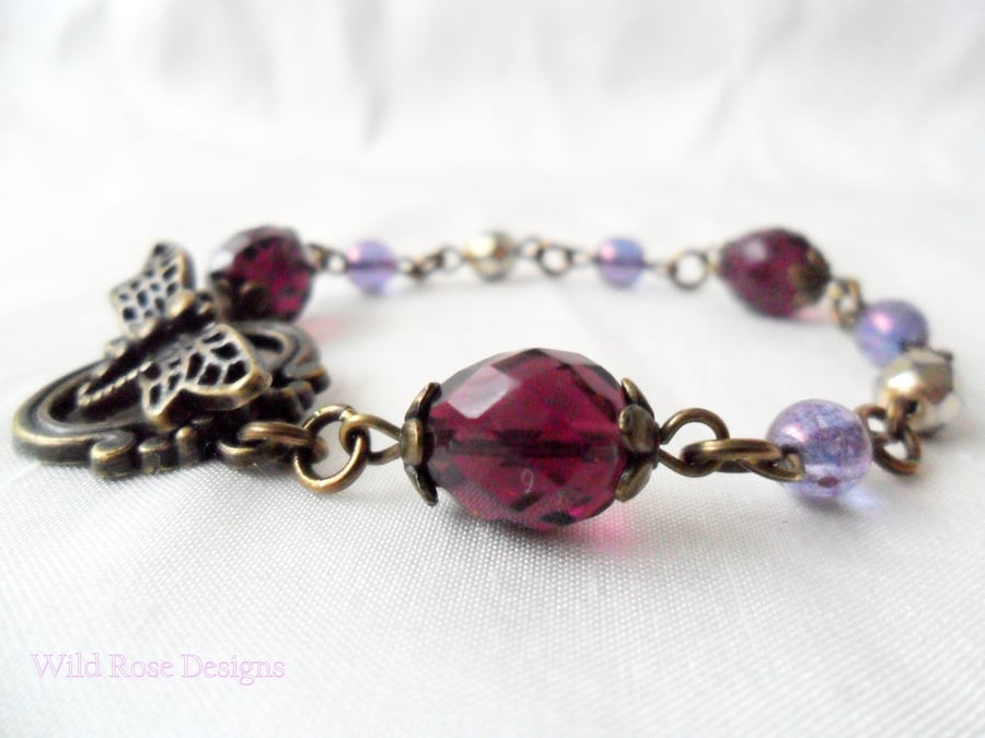 Purple and bronze bracelet - Sale item!
