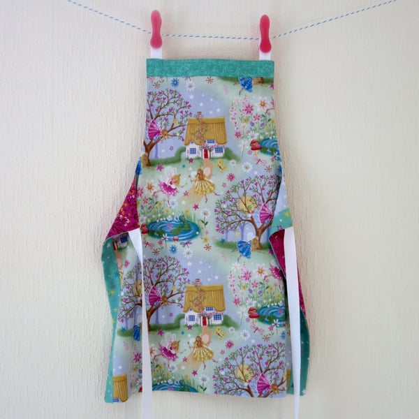 Girls Reversible Apron - Fairy Cottage and Unic... - Folksy