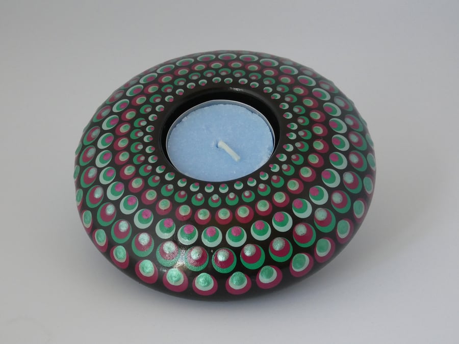 Maroon and Green Large Tea light holder