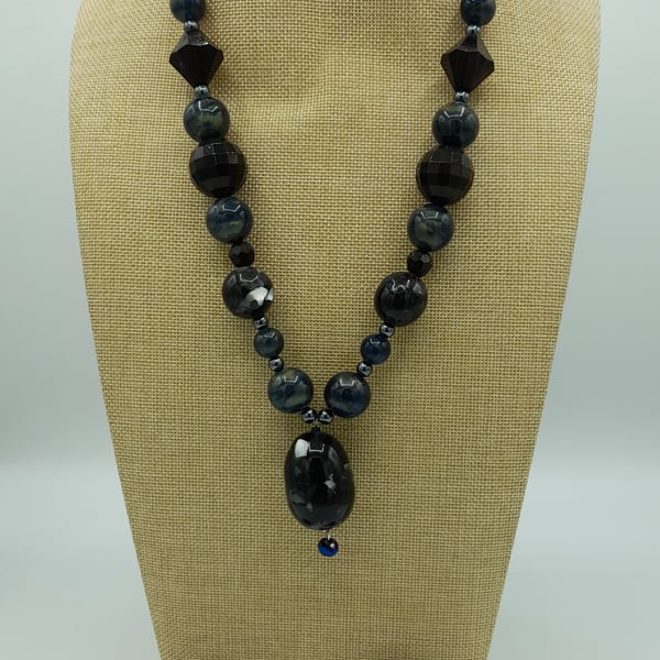 Black and blue chunky necklace