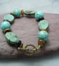 Gemstone Turquoise & Tiger's Eye bracelet with gold plate  toggle clasp - Image 2
