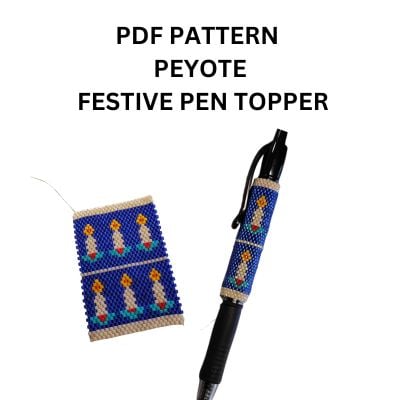Digital PDF Peyote Festive Pen Topper downloadable pattern