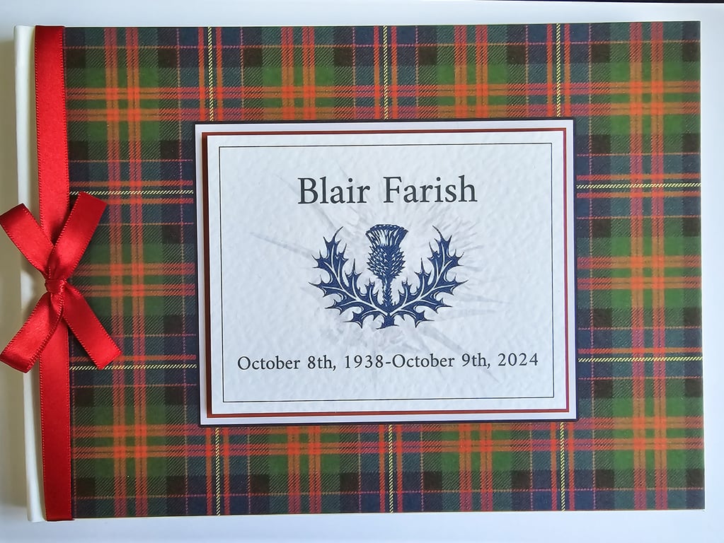 Scottish Cameron of Errach modern tartan wedding guest book, gift