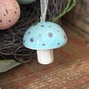 Ceramic tiny Easter egg toadstool blue