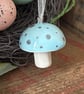 Ceramic tiny Easter egg toadstool blue