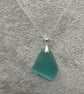 Seaglass necklace, Aquamarine in colour. Beautiful smooth piece of seaglass. St 