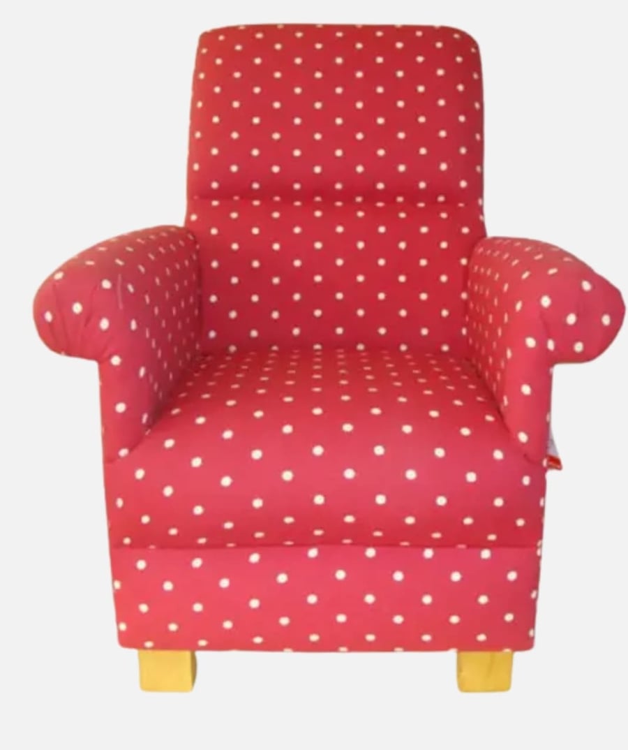 Polka Dot Armchair Clarke Red Dotty Spot Adult Chair Retro Accent Small White