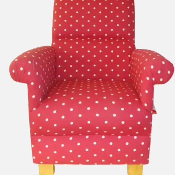 Polka Dot Armchair Clarke Red Dotty Spot Adult Chair Retro Accent Small White