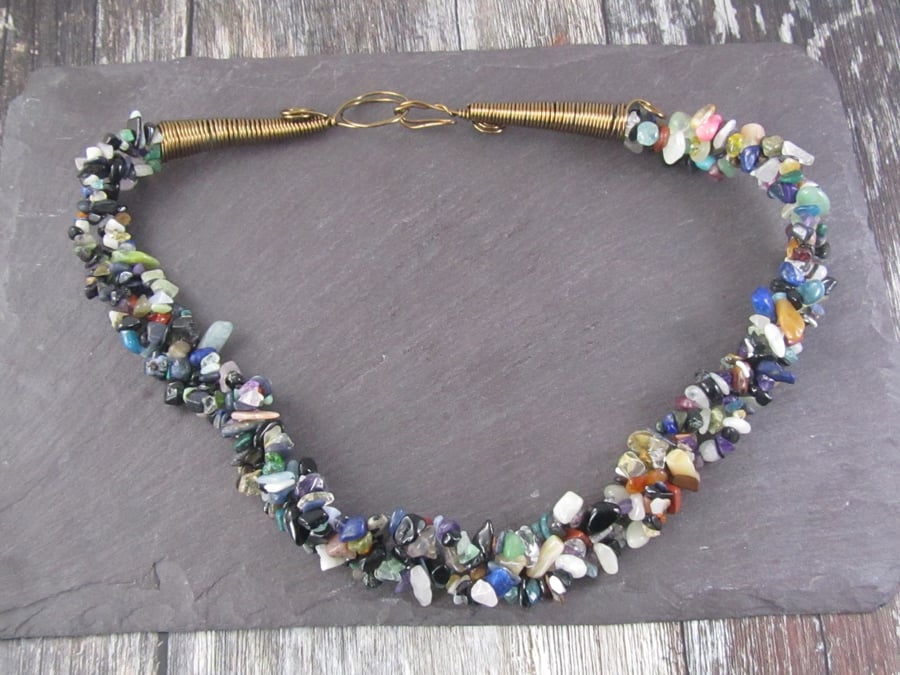 Multicolour Gemstone Statement Necklace 