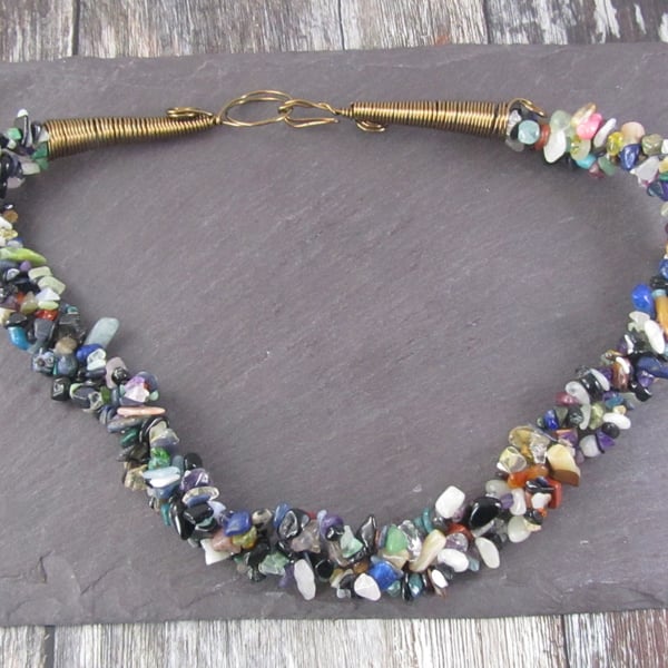 Multicolour Gemstone Statement Necklace 
