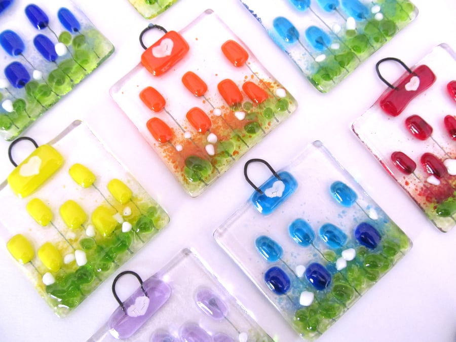 Mini Meadow Fused Glass Suncatcher (Choice of Colours)