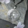  Leaping Hare Silver Pewter Pendant Necklace with Mother of Pearl