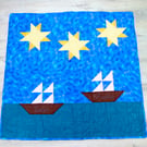 Sail Away - Lap, baby quilt or wall hanging with stars and sailboats