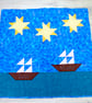 Sail Away - Lap, baby quilt or wall hanging with stars and sailboats - Image 1