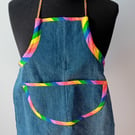 Children's Denim Apron - Rainbow Trim