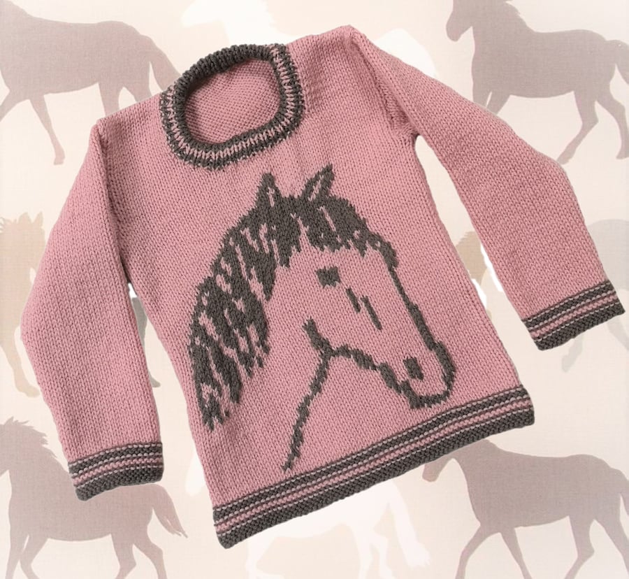 Knitting Pattern for a Horse on a Sweater.  Digital Pattern