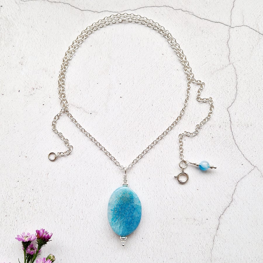 Sky Blue Dragon Agate Pendant