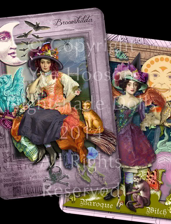Broomhilda and the Baroque Witch vintage altered art