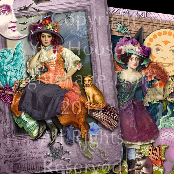 Broomhilda and the Baroque Witch vintage altered art