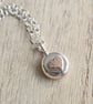 Sterling silver pebble pendant with bronze heart, Small silver nugget necklace - Image 3