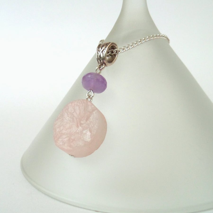 SALE: Rose quartz & amethyst necklace
