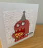 Handmade Birthday Monster Card – Pizza Party Fun - Image 3