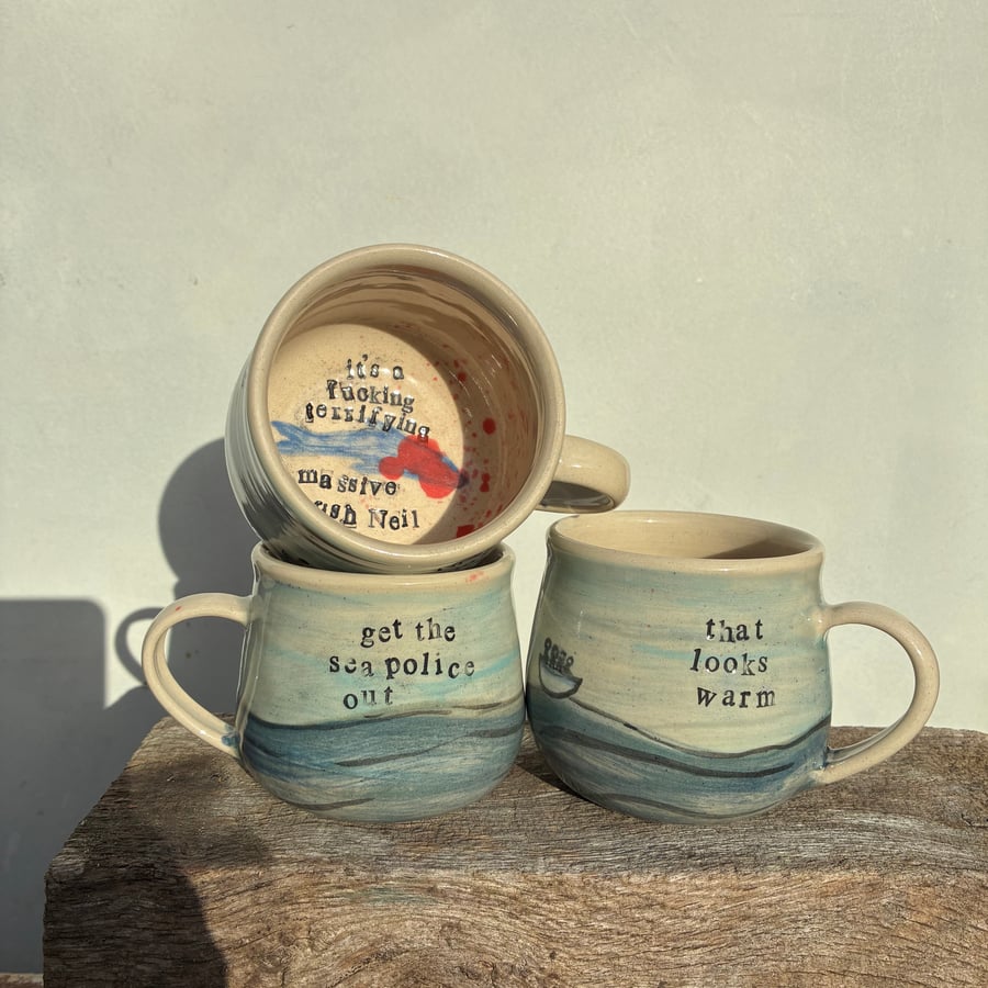 Handmade ceramic mug “sea police” SECONDS (4)