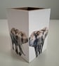 Elephant Wooden Pencil Holder, Safari Desk Organizer, Decoupage Animal Pen Pot - Image 7