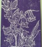 Handmade Bluebell Linocut Design, Original Floral Art Blank Greeting Card - Image 1