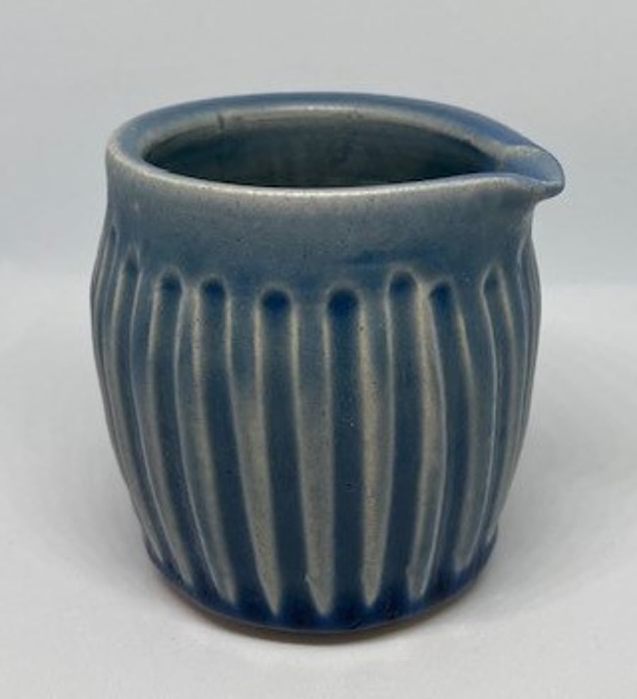 Small blue fluted pourer
